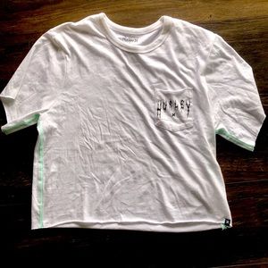 NWOT Hurley xs white crop top tank “paradise in your future” down back spine